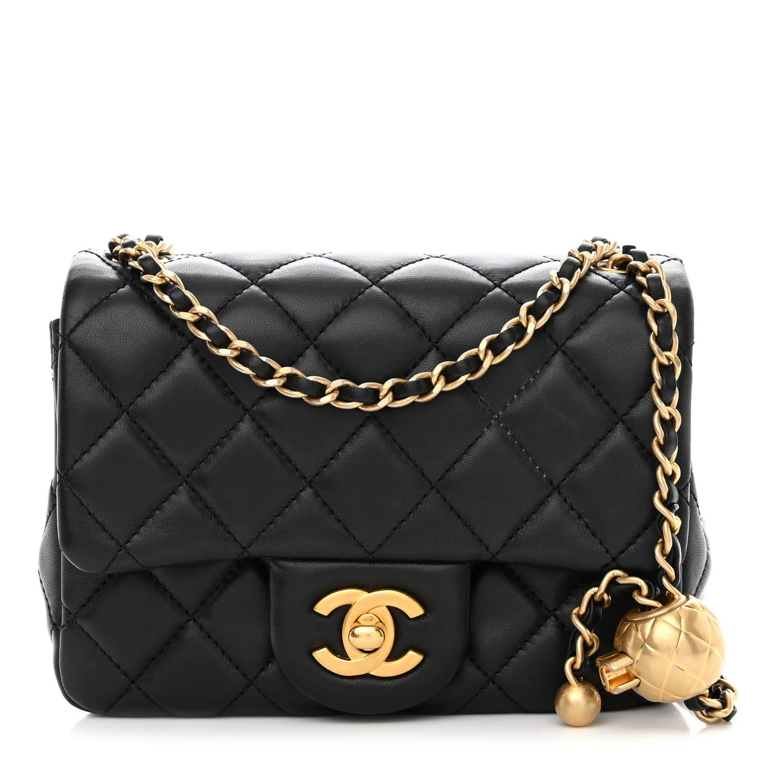 Chanel Lambskin Quilted Mini Pearl Crush Flap Black | FASHIONPHILE (US)
