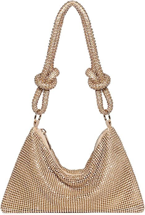 YUWITA Rhinestone Purse for Women Evening Bag Glitter Sparkly Mini Handbags (Gold): Handbags: Ama... | Amazon (US)