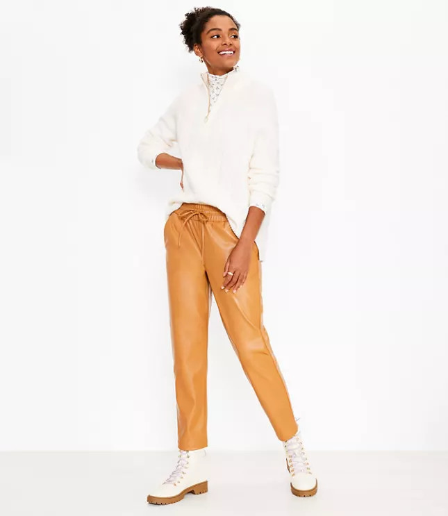 Pull On Slim Pants in Faux Leather | LOFT