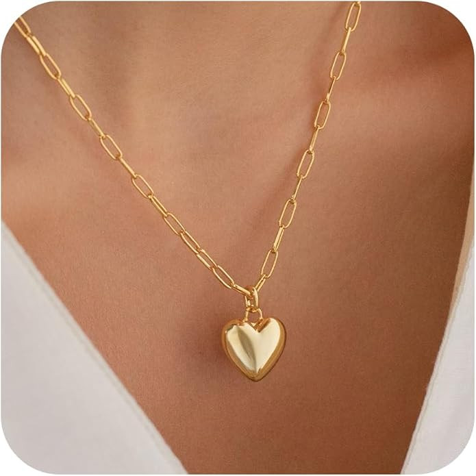 BAYLAY Gold Heart Necklace for Women - Dainty Gold Necklace 18K Gold/Silver Plated Cute Heart Nec... | Amazon (US)