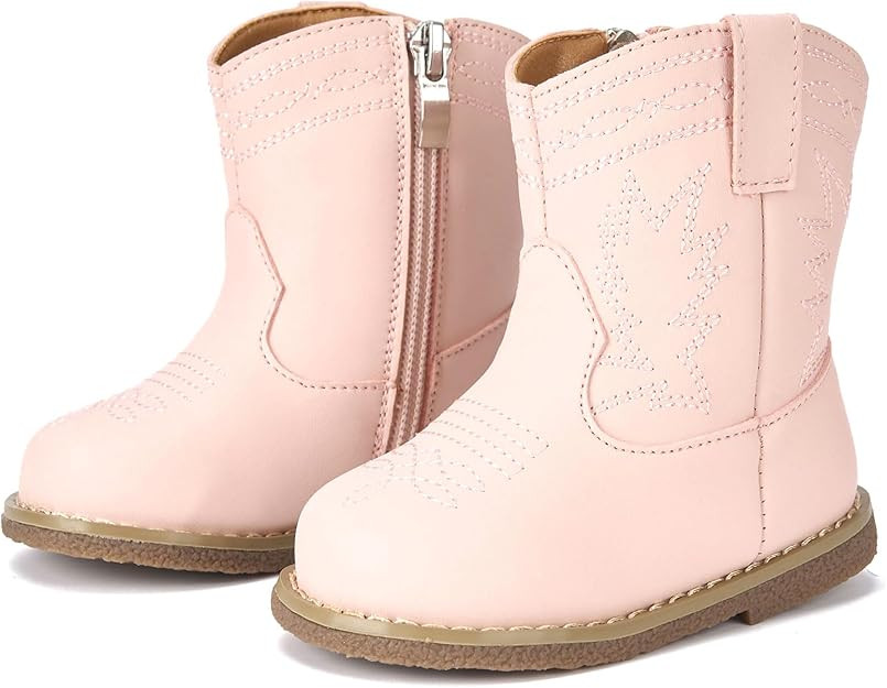 Newsonet Baby Cowboy Cowgirl Boots Infant Western Boots Toddler Boys Girls Round Toe Riding Mid C... | Amazon (US)