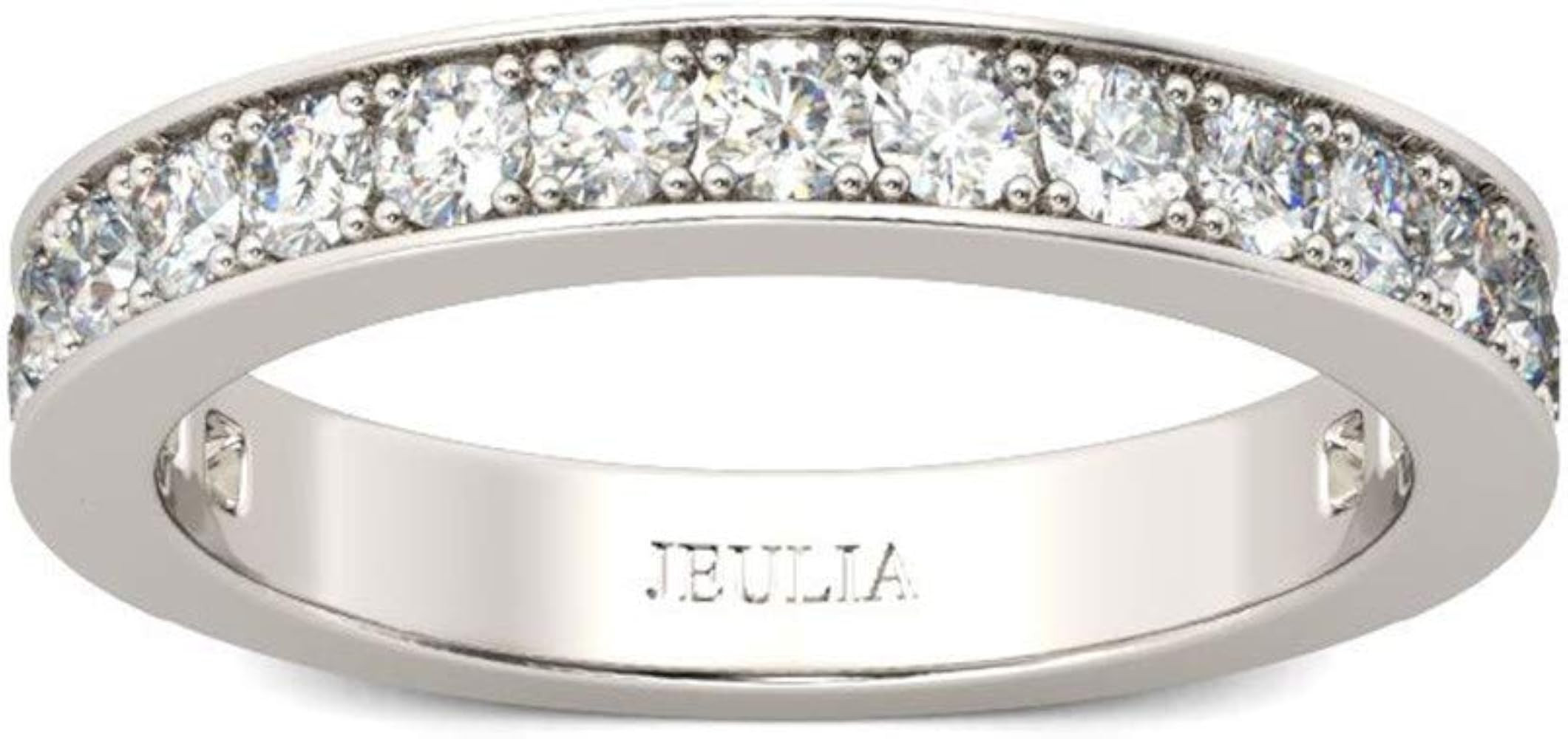 Jeuia 1.71 Carat Custom Engraved Wedding Band Personalized Eternity Band Ring Cubic Zirconia Chan... | Amazon (US)