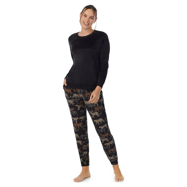 Secret Treasures Women's and Women's Plus 2-piece Stretch Knit Velour Top and Jogger Set | Walmart (US)