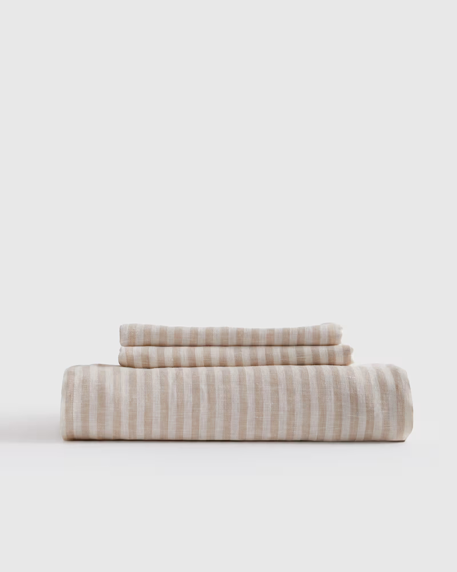 European Linen Stripe Fitted Sheet Set in Natural/white Stripe | Quince