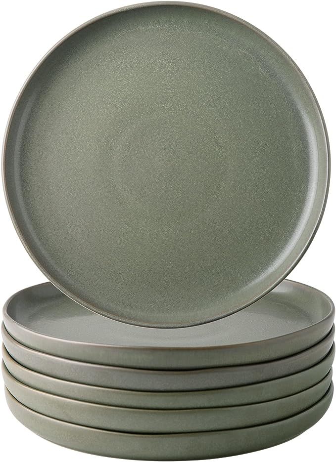 AmorArc Ceramic Dinner Plates Set of 6, Wavy Rim 10.5 Inch Stoneware Dish Set, Large Dinnerware P... | Amazon (US)