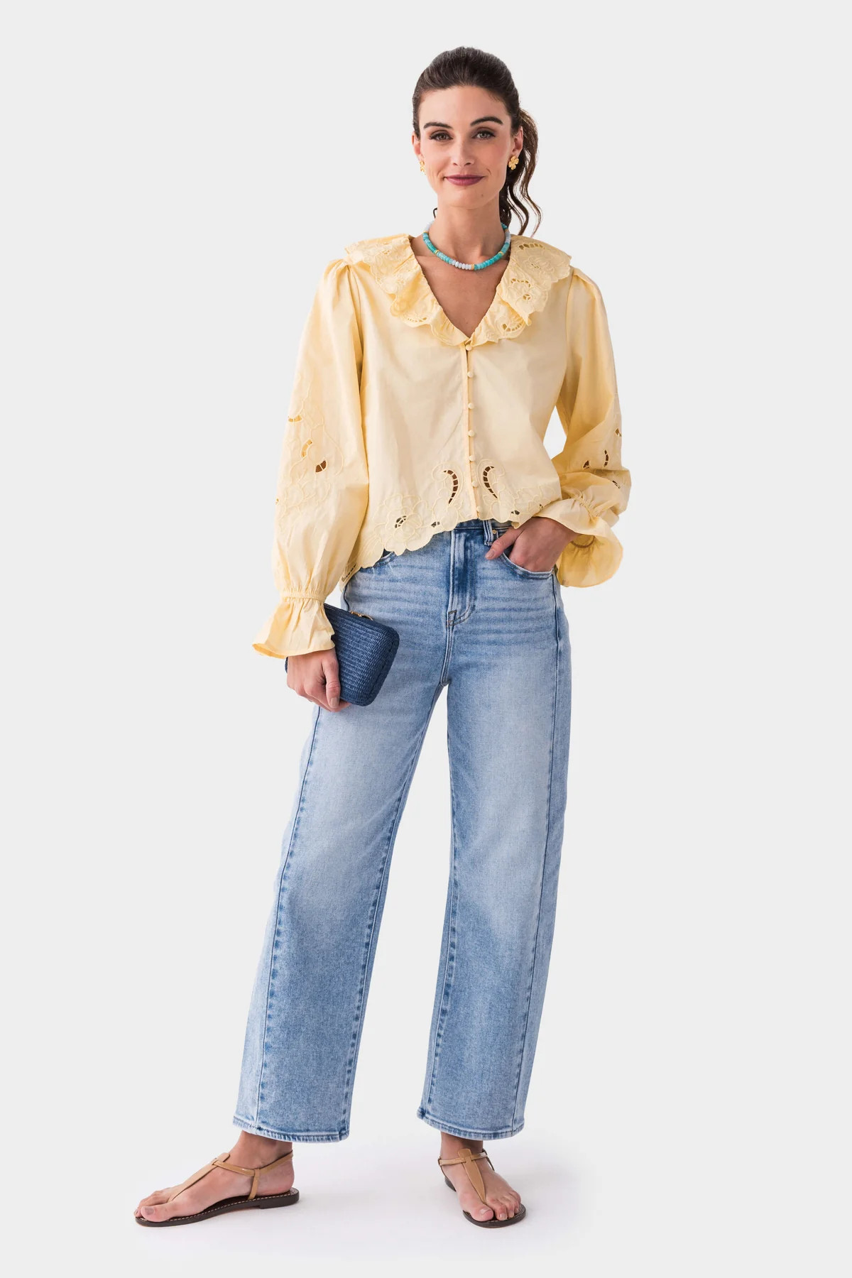 Raisonnel Embroidery Ruffle Blouse | Social Threads