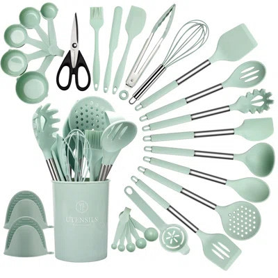 Silicone Cooking Utensils Set, 28 Pcs Non-Stick Kitchen Utensils Set With Holder, 446°F Heat Resistant Spatula, Tongs, Spoons Set With Stainless Steel | Wayfair North America