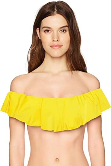 Trina Turk Women's Off Shoulder Ruffle Bandeau Bikini Swimsuit Top | Amazon (US)
