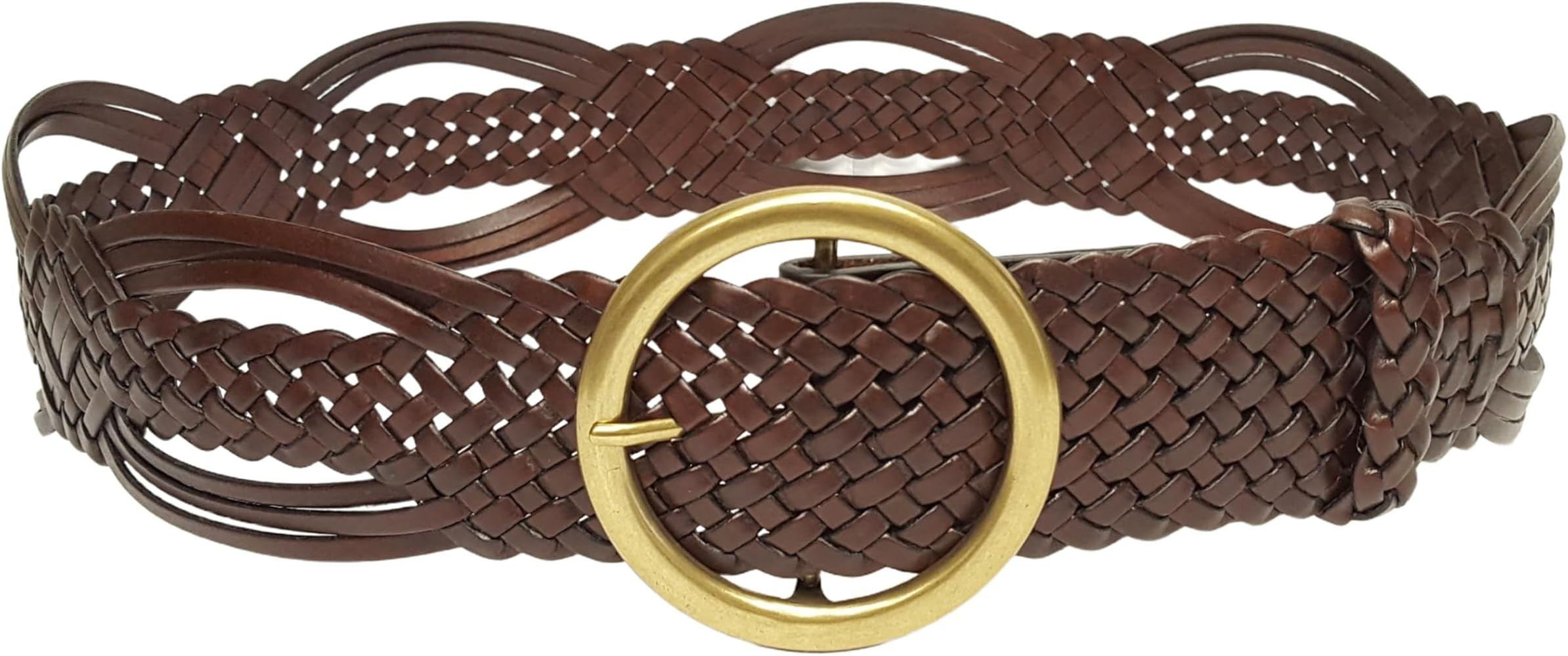 Hand Braided Leather Belt with Round Buckle | Amazon (US)