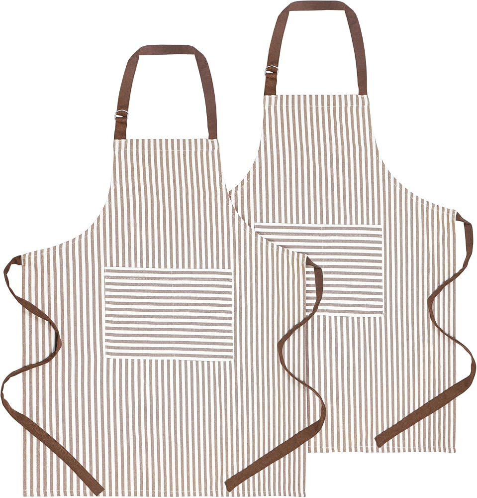 PurpleEssences Striped Adjustable Kitchen Aprons with 2 Pockets, Cotton - Soft Durable for Home o... | Amazon (US)