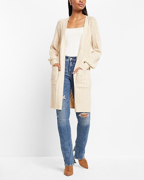 Balloon Sleeve Belted Duster Cardigan | Express