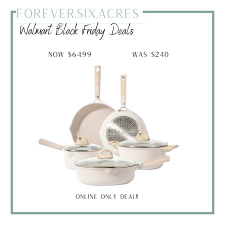 Such a great deal!! I have these!! They are so pretty and have lasted a while! Love that the handles look like wood, but they aren’t! 

Walmart, Black Friday, pot and pan set, cooking set, kitchen sale, under 100 

#LTKsalealert #LTKhome #LTKCyberWeek