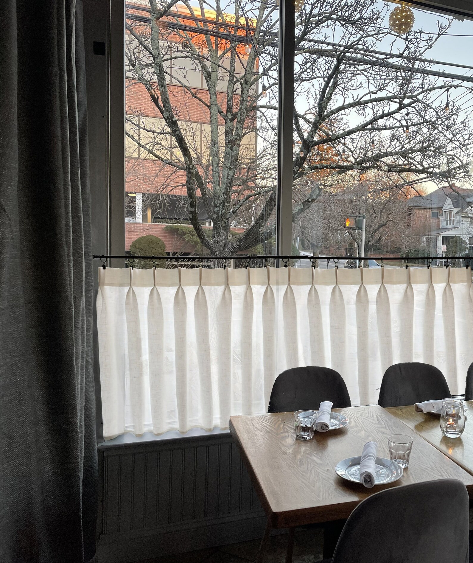 Listing for Double Pleated Café Curtains 100% Semi Sheer off White Linen - Etsy | Etsy (US)