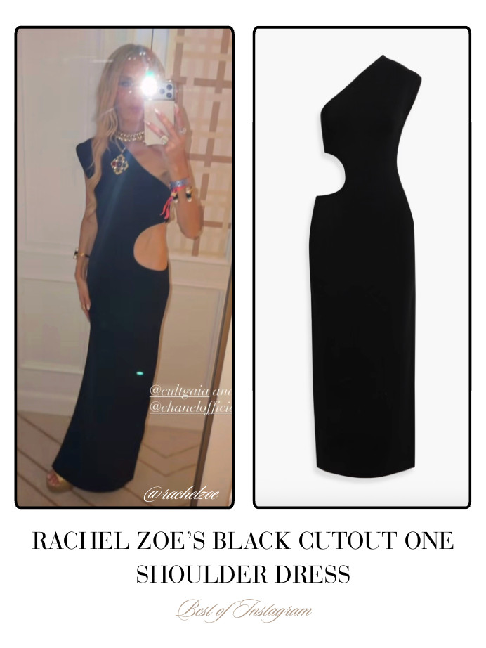 Rachel Zoe's Black Cutout One Shoulder Dress 📸 + Info= @rachelzoe 

 