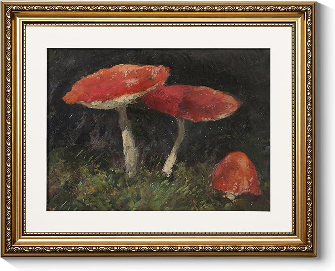 ARPEOTCY Vintage Gold Framed Mushroom Wall Art, Retro Botanical Paintings Farmhouse Cottagecore D... | Amazon (US)
