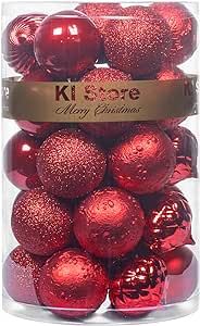 KI Store Red Christmas Balls 34pcs 2.36-Inch Christmas Tree Decoration Ornaments for Xmas Tree Ho... | Amazon (US)