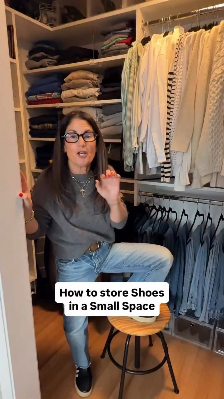 My favorite way to store shoes in a smaller closet!