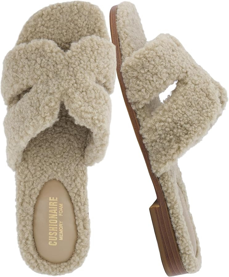 CUSHIONAIRE Women's Visa cozy slide sandal +Memory Foam, Wide Widths Available | Amazon (US)