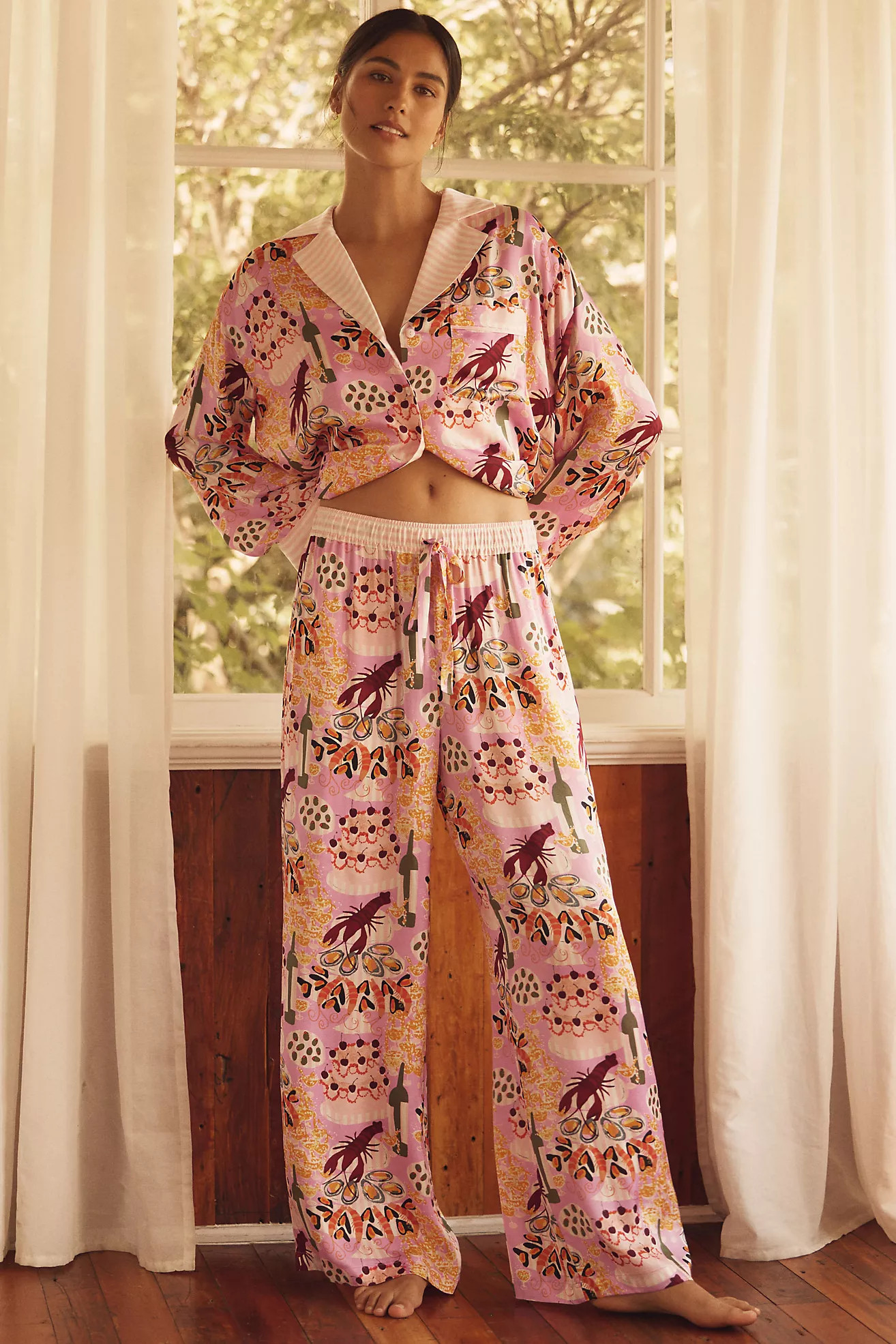 The LyreBird Silky Pajama Pants | Anthropologie (US)