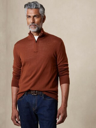 Merino Wool Half Zip Sweater | Banana Republic Factory
