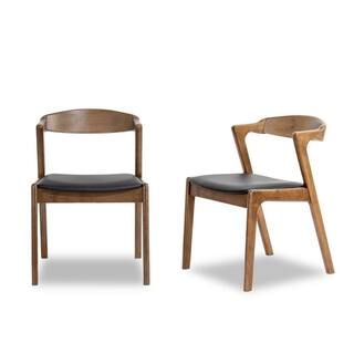 Roxy Mid-Century Modern Black Vegan Leather Dining Chair (Set of 2) | The Home Depot