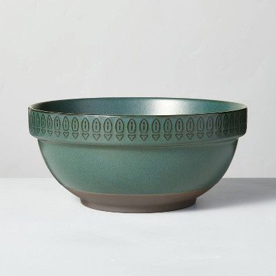 Embossed Rim Tonal Stoneware Mixing/Serve Bowl Dark Green - Hearth & Hand™ with Magnolia | Target