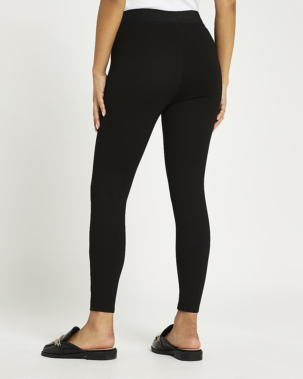 Petite black high waisted Ponte leggings | River Island (UK & IE)