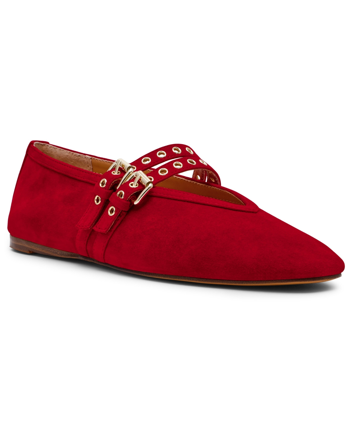 Steve Madden Women's Lydia Mary-Jane Ballet Flats - Red Suede | Macy's