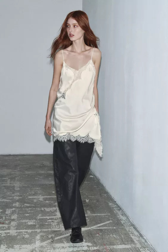 ZW COLLECTION ASYMMETRIC LACE DRESS | Zara US