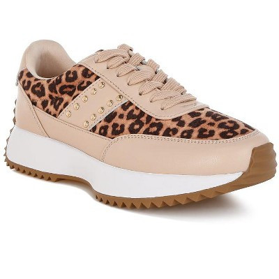 Rag & Co Womens Lepark Real Leather Leopard Print Sneakers 5 | Target