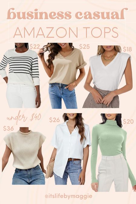 Business casual tops found on Amazon! All under $40!

#summerfashion #businesscasual #workwear #workoutfit #amazonfashion #stripesweater #whitetop #neutraltop

#LTKunder50 #LTKworkwear #LTKFind