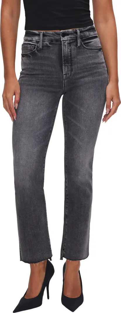 Good American Good Curve Raw Hem High Waist Straight Leg Jeans | Nordstrom | Nordstrom
