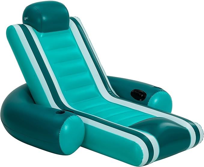 Inflatable Pool Lounger, Heavy Duty Comfortable Pool Float, Lake Raft, with Headrest, Cupholders,... | Amazon (US)