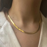Gold Filled Flat Herringbone Chain Necklace Jewelry Unisex 5mm Tarnish Proof Layering Gift | Etsy (US)
