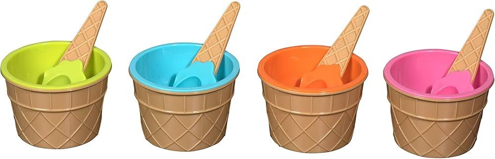 Hammont Ice Cream Bowls and Spoons - Reusable Dessert Bowls and Spoons Set, Durable Plastic Bowls... | Amazon (US)