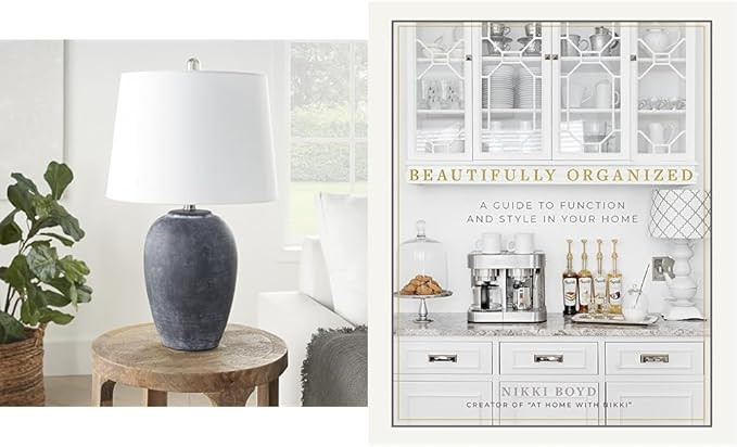 Nourison 23" Black Vintage Distressed Ceramic Pot Table Lamp for Bedroom, Living Room, End Table,... | Amazon (US)