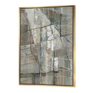 Designart - Silver and Beige Abstract Waterpainting - Contemporary Canvas in Gold Frame | 36" x 46" | Michaels® | Michaels Stores