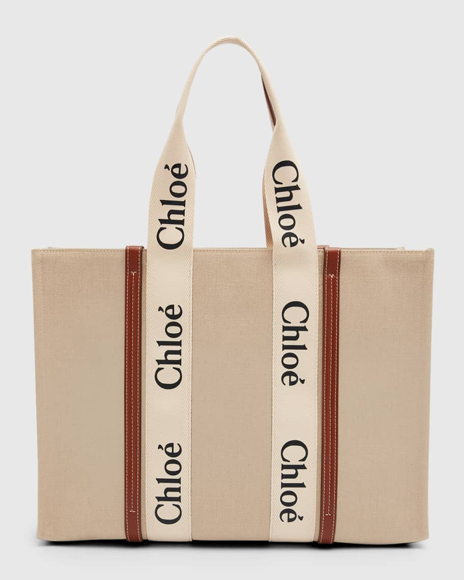Chloe Woody Large Tote Bag in Linen | Neiman Marcus