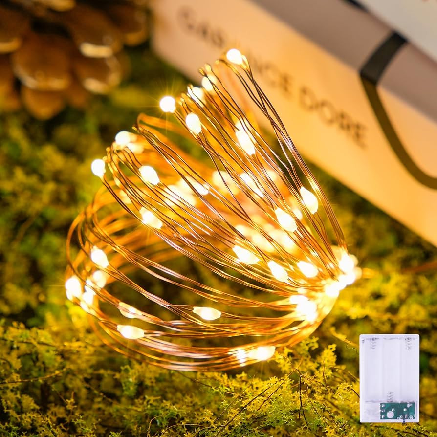 JMEXSUSS 50 LED Warm White Fairy Lights Battery Operated 16.1ft Twinkle Lights | Amazon (US)