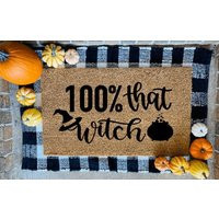 100% That Witch Halloween Door Mat, Funny Welcome Mat | Etsy (US)