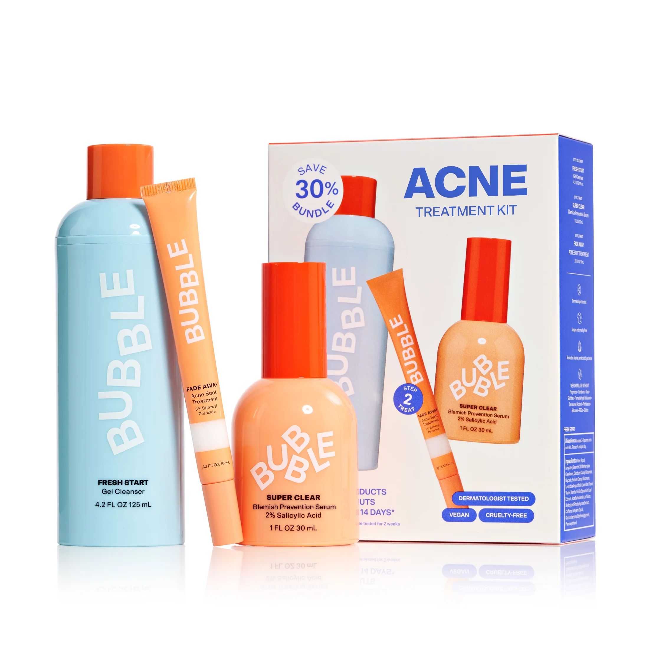 Bubble Skincare Acne Kit, All Skin Types, 3 Items Included | Walmart (US)