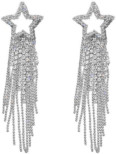 Star Tassel Earrings Fashionable Individual Crystal Dangle Earrings Waterfall Beaded Fringe Drop ... | Amazon (US)
