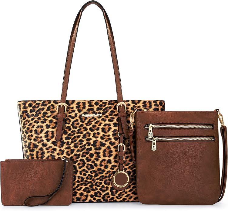 Montana West Purses for Women Tote Bag 3Pcs Set Leopard Print Satchel Handbags | Amazon (US)