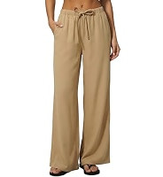 QINSEN Women's Wrinkle-Free Wide Leg Palazzo Pants High Rise Flowy Drape Drawstring Elastic Waist... | Amazon (US)