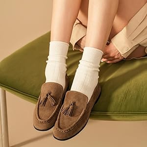 BEAU TODAY Suede Tassel Loafers for Women, Slip On Flats Shoes Women Comfortable, Lightweight Lad... | Amazon (US)