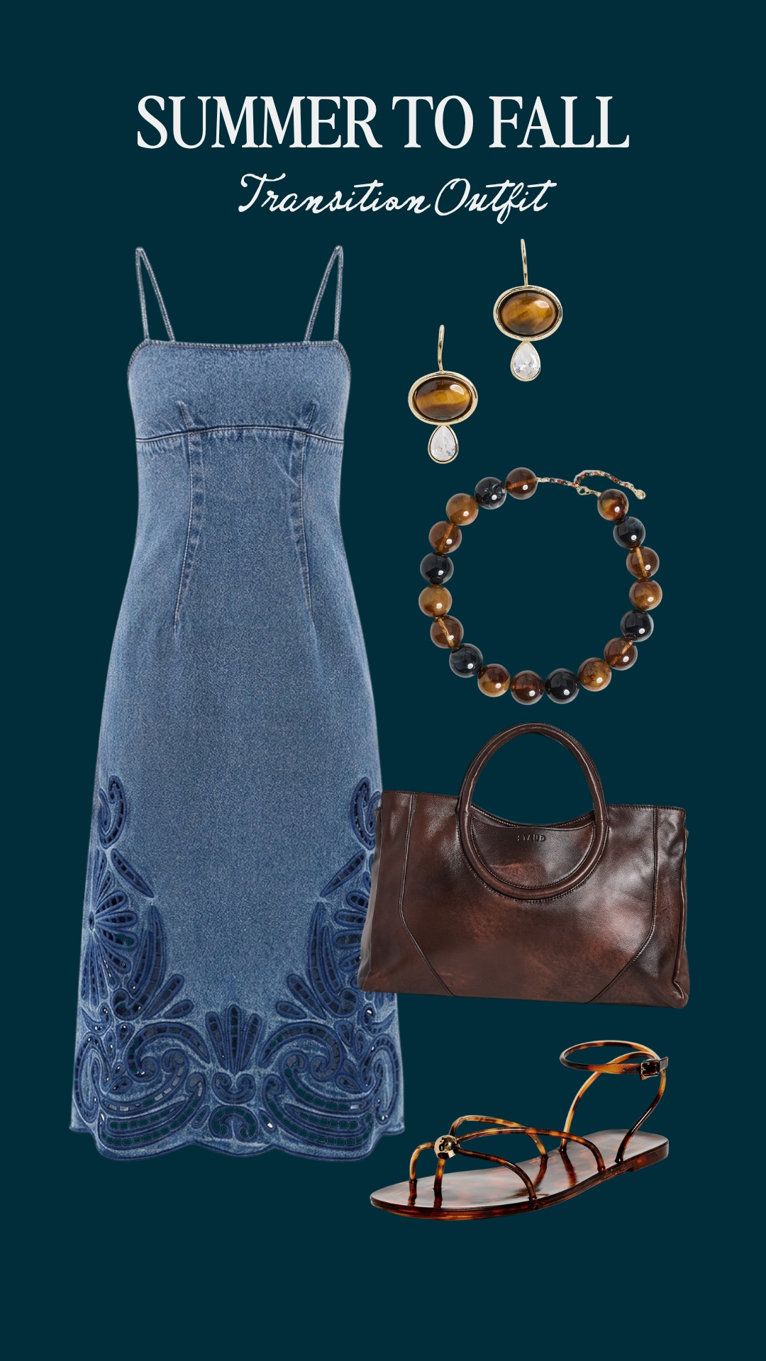 Denim Dress Outfit for Summer to Fall | Eyelet Midi + Brown Leather 🍂

A denim dress outfit that handles every season change | an eyelet embroidered denim midi with a brown leather satchel, tiger eye jewelry, and tortoise jelly sandals. Sandals now, boots in October, which is what makes it one of the best transitional fall outfits for fall 2026.

#LTKTravel #LTKSeasonal #LTKgrwm