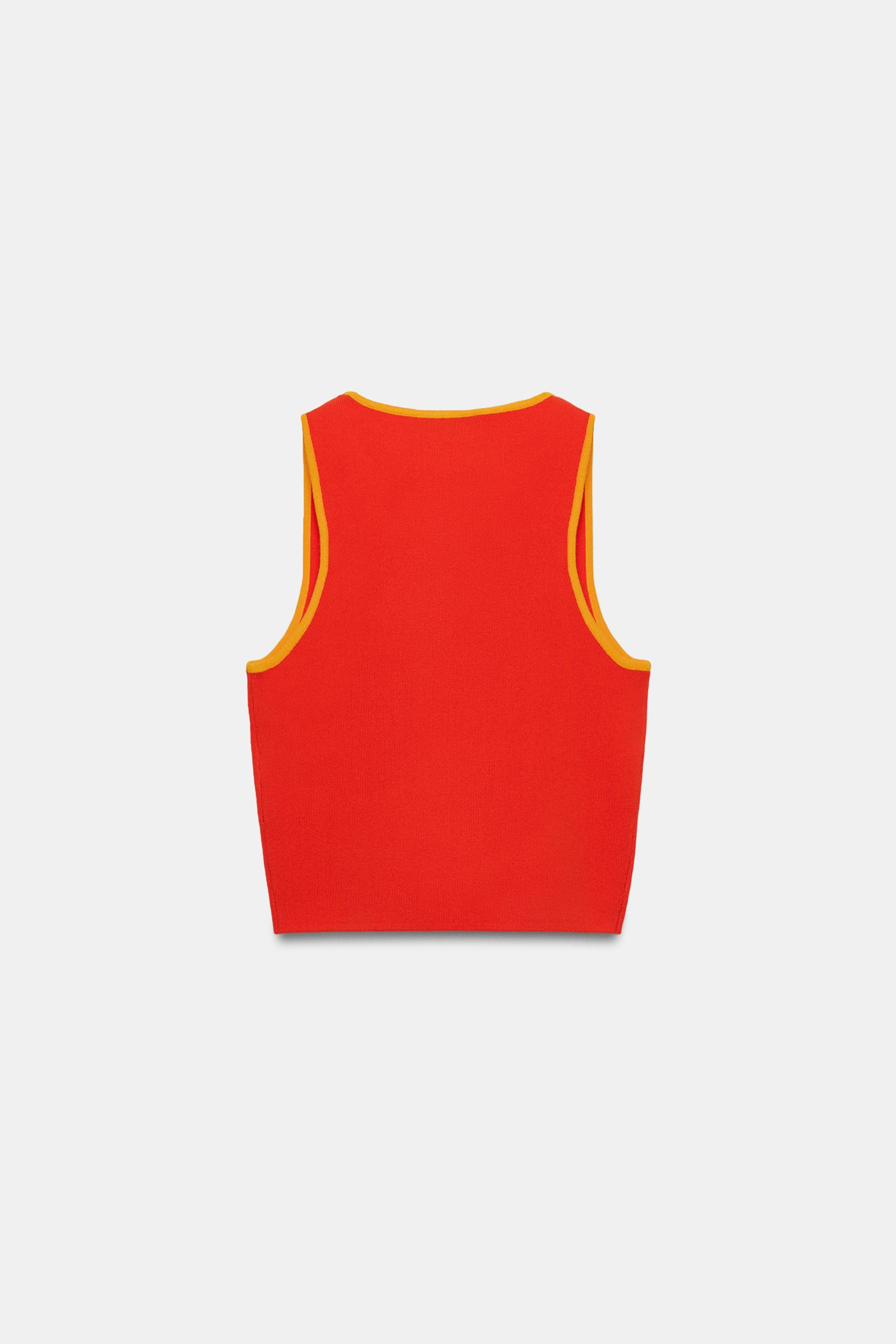 CONTRAST PIPING KNIT CROP TOP | Zara US