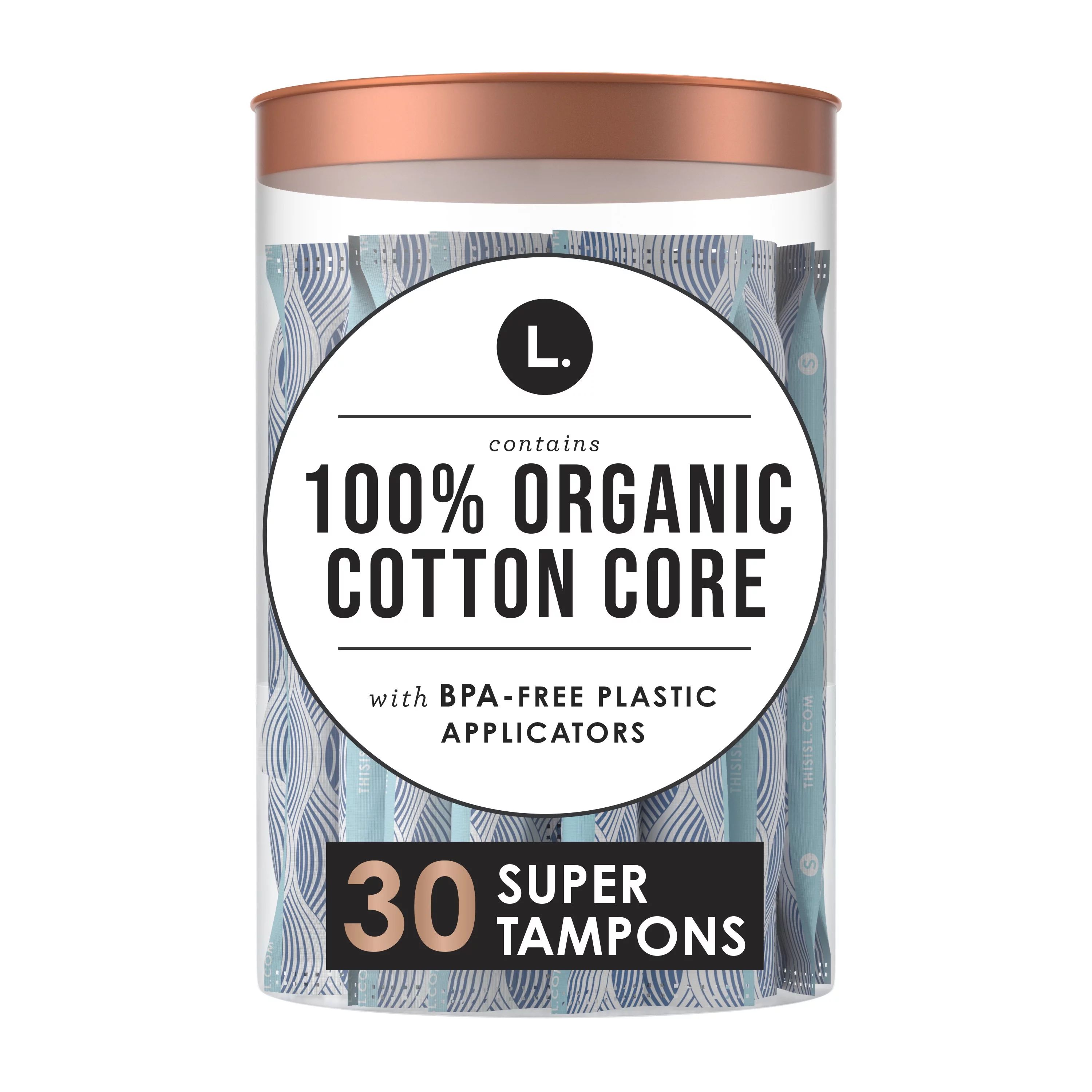 L. Organic Cotton Tampons - Super Absorbency, 30 Ct - Walmart.com | Walmart (US)