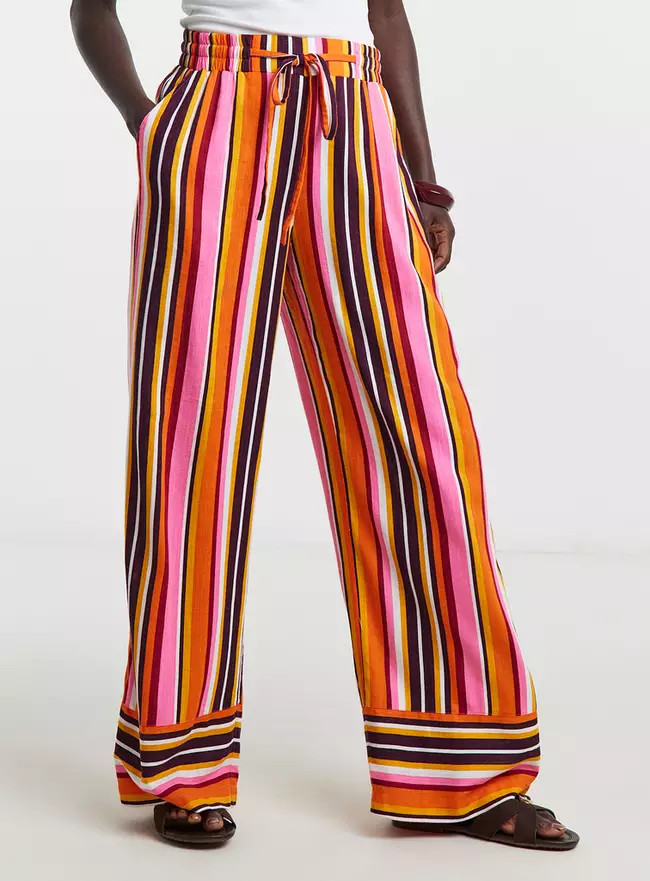 Buy JD WILLIAMS Linen Mix Wide Leg Trousers Stripe 8 | Linen | Tu | Tu Clothing