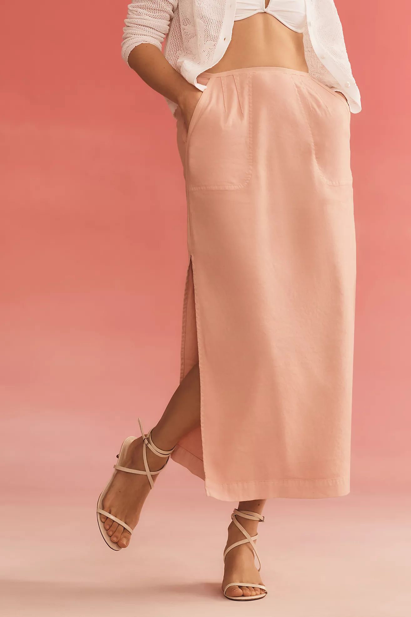 By Anthropologie Side-Slit Midi Skirt | Anthropologie (US)